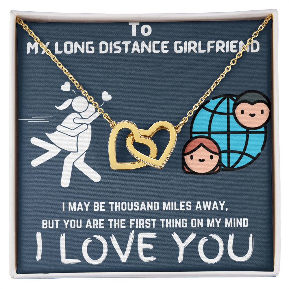 Gift For Long Distance Girlfriend Interlocking Hearts Necklace