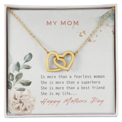 Double Heart - My Mom Is My Life Interlocking Hearts Necklace