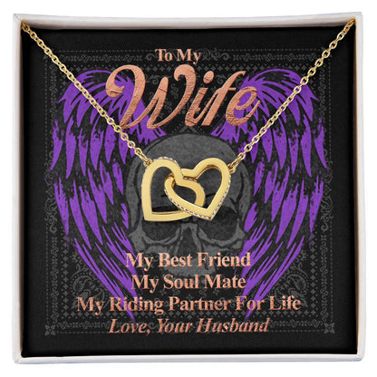 To My Wife My Best Friend My Riding Partner For Life. Gift For A Wife Who Rides Interlocking Hearts Necklace