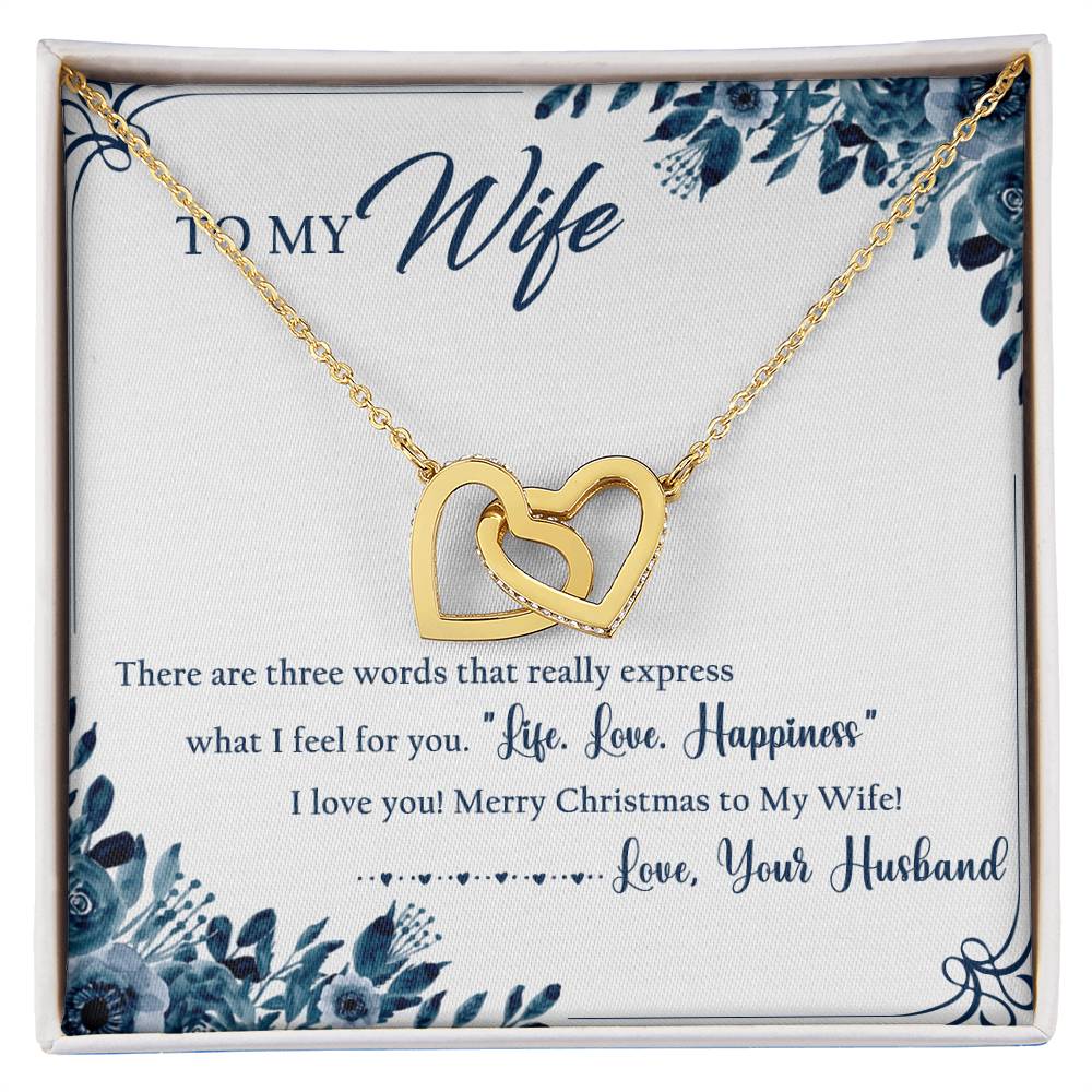 To My Wife Interlocking Hearts Necklace Message Card