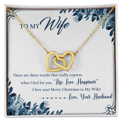 To My Wife Interlocking Hearts Necklace Message Card