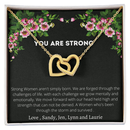 You Are Strong Interlocking Hearts Necklace