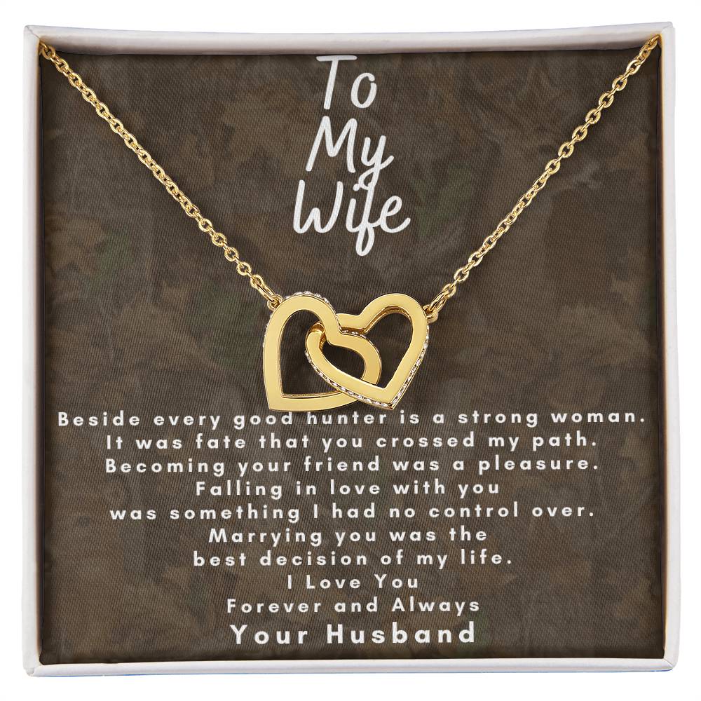 Dear Wife - Make Her Day - Dual Hearts Necklace Interlocking Hearts Necklace