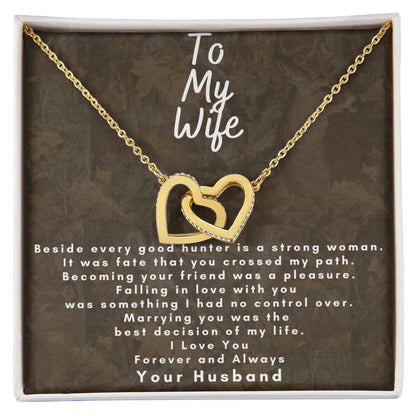 Dear Wife - Make Her Day - Dual Hearts Necklace Interlocking Hearts Necklace