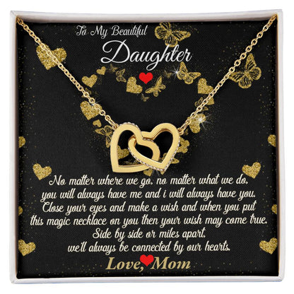 Connected By Our Hearts - To My Daughter Joined Hearts Necklace Interlocking Hearts Necklace