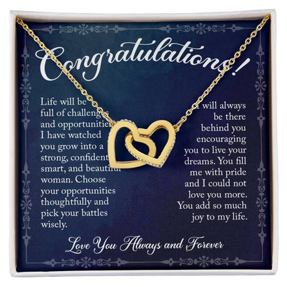 Congratulations! Gift For Graduation - Linked Hearts Necklace Interlocking Hearts Necklace