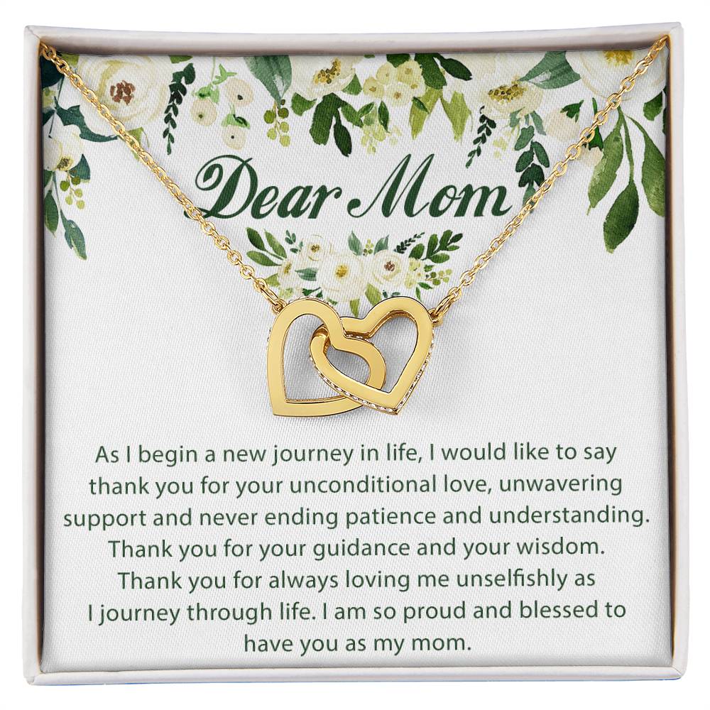 Dear Mom Interlocking Hearts Necklace Message Card
