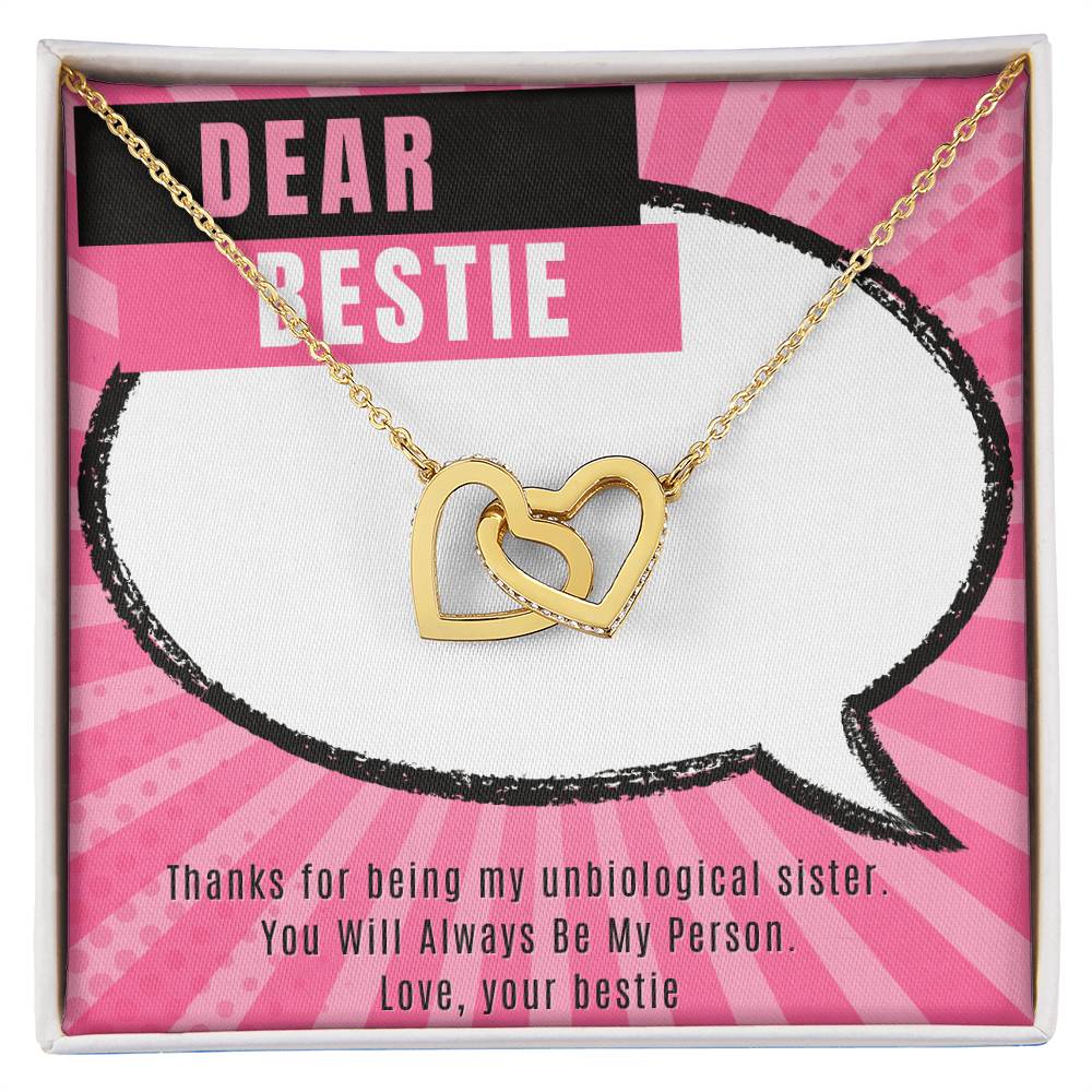 Dear Bestie Heart Necklace Interlocked Interlocking Hearts Necklace