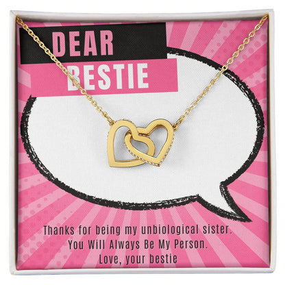 Dear Bestie Heart Necklace Interlocked Interlocking Hearts Necklace
