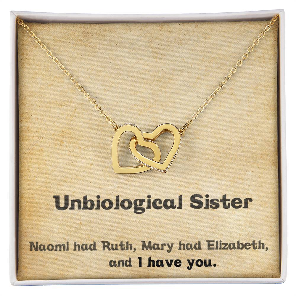 Unbiological Sister Necklace - Gift For Best Friend Interlocking Hearts Necklace