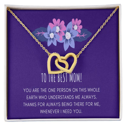 Gift For Mom From Daughter Mother Daughter Necklace Mom Gift From Daughter To My Mother Mother'S Birthday Best Mom Gift Message Card Interlocking Hearts Necklace