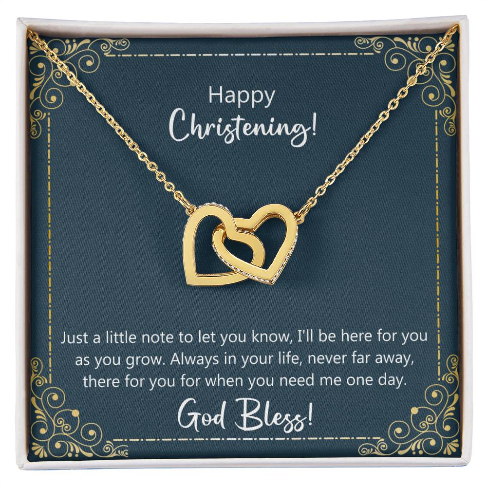 Christening Gift - I'Ll Be Here For You As You Grow Necklace Interlocking Hearts Necklace
