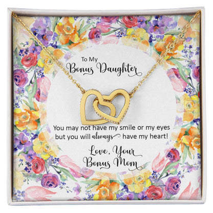 Bonus Daughter From Bonus Mom No Dna But You Have My Heart Interlocking Hearts Necklace