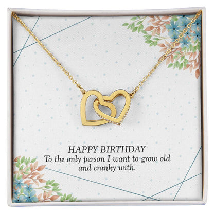 Birthday Gift For Her - I Want To Grow Old With You Necklace Interlocking Hearts Necklace
