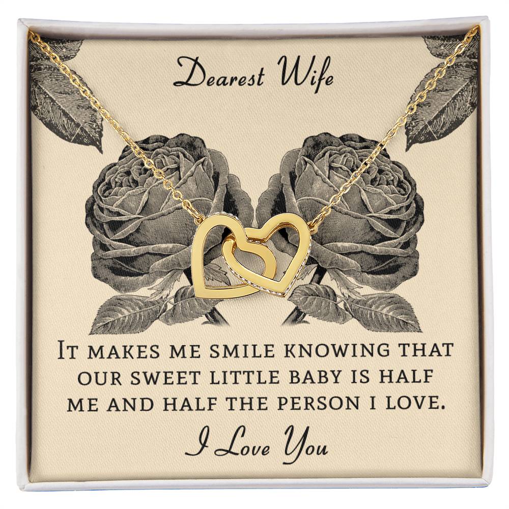 Dear Wife It Makes Me Smile Knowing That Our Sweet Little Baby Interlocking Hearts Necklace