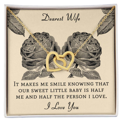 Dear Wife It Makes Me Smile Knowing That Our Sweet Little Baby Interlocking Hearts Necklace
