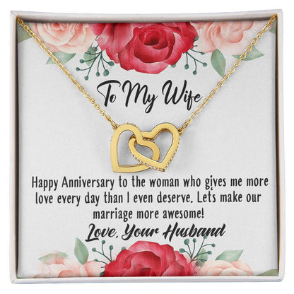 Anniversary Best Gift For Wife Interlocking Hearts Necklace With On Demand Massage Card