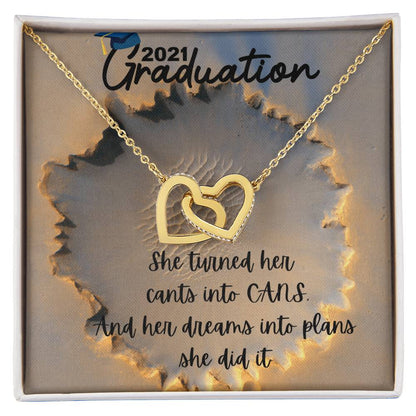 2021 Graduation Sister Interlocking Hearts Necklace