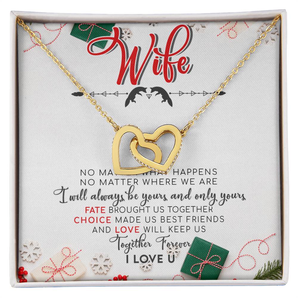 To My Wife Interlocking Hearts Necklace Message Card
