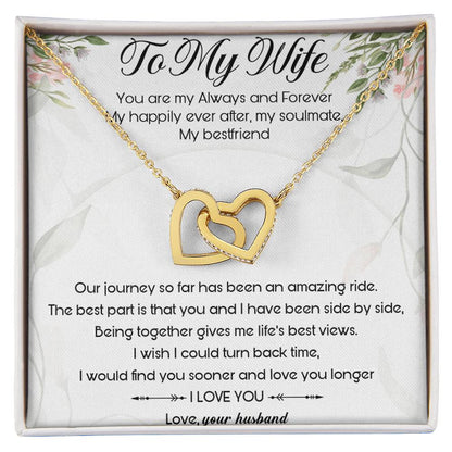 To My Wife Interlocking Hearts Necklace Message Card