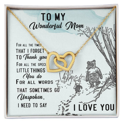 To My Wonderful Mom - Happy Mother'S Day Interlocking Hearts Necklace