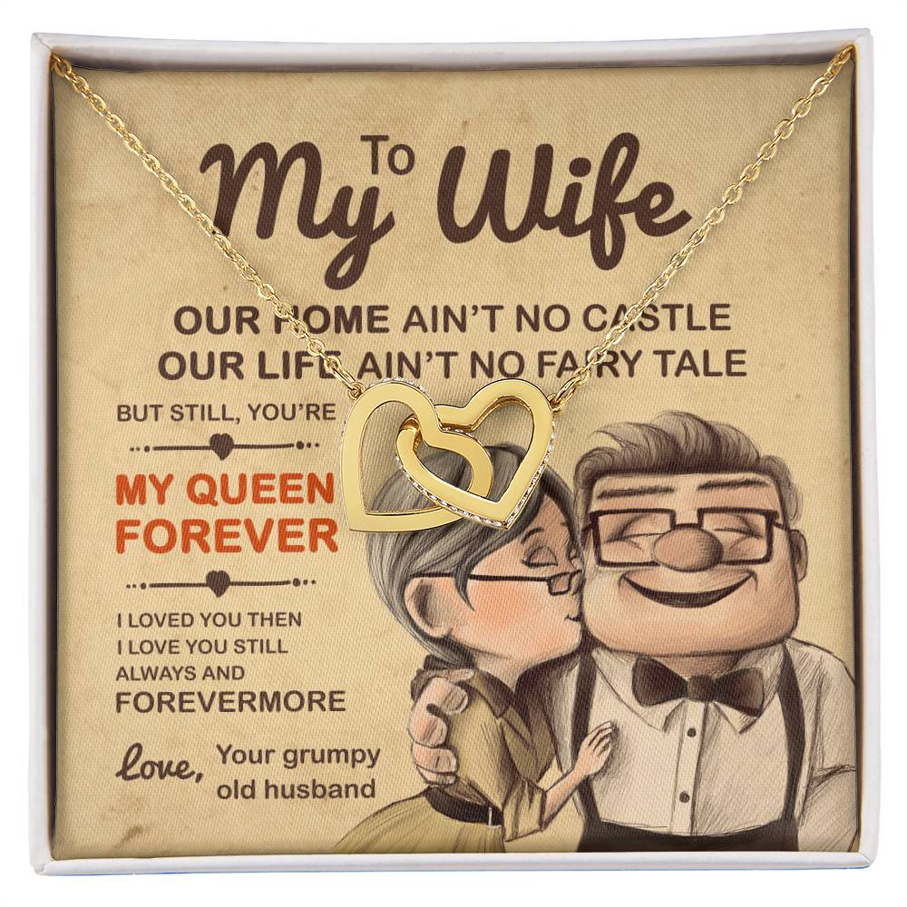 To My Wife Necklace My Queen Forever Interlocking Hearts Necklace