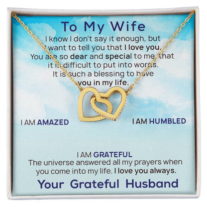 To My Wife Necklace Birthday Gift For Wife Valentine Gift For Wife Anniversary Gifts Necklace For Wife Appreciation Gift For Wife Interlocking Hearts Necklace