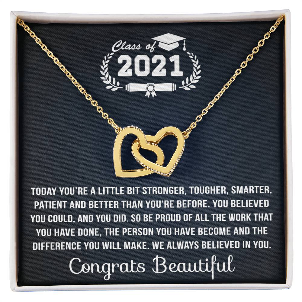 You Are Stronger Interlocking Hearts Necklace