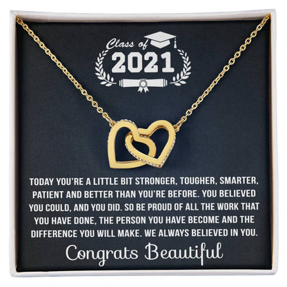 You Are Stronger Interlocking Hearts Necklace