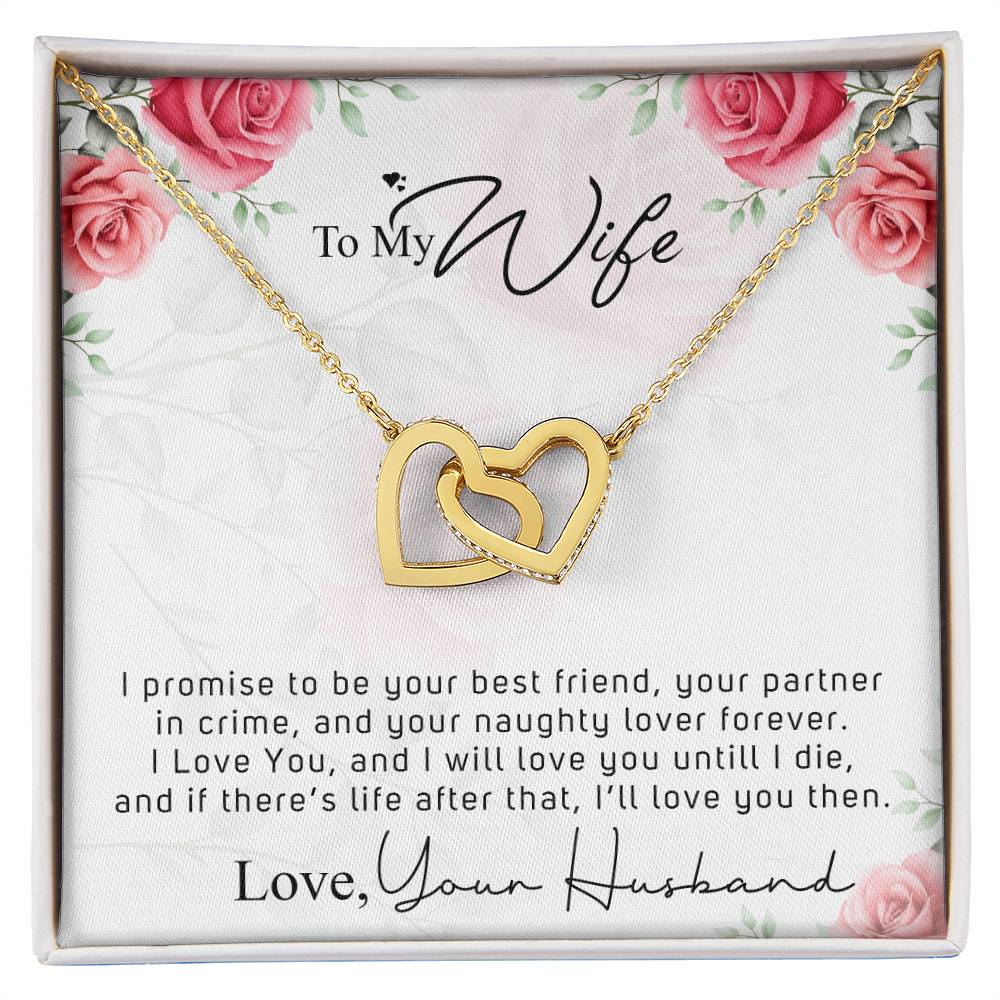 To My Wife - Your Naughty Lover Interlocking Hearts Necklace