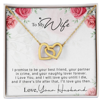 To My Wife - Your Naughty Lover Interlocking Hearts Necklace