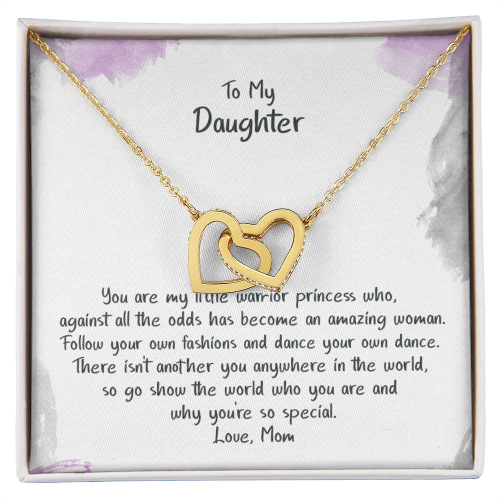 Daughter My Warrior Princess - Hearts Necklace Interlocking Hearts Necklace