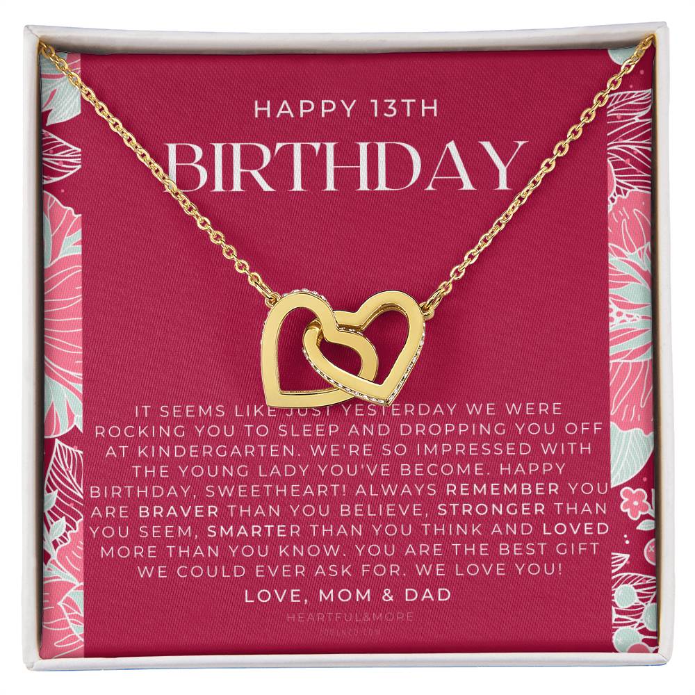 Gift For 13 Year Old Girl Gifts 13Th Birthday Girl 13Th Birthday Gift Thirteenth Birthday Necklace Teen Birthday Gift Official Teenager Interlocking Hearts Necklace