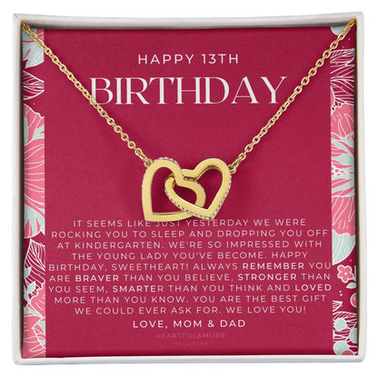 Gift For 13 Year Old Girl Gifts 13Th Birthday Girl 13Th Birthday Gift Thirteenth Birthday Necklace Teen Birthday Gift Official Teenager Interlocking Hearts Necklace