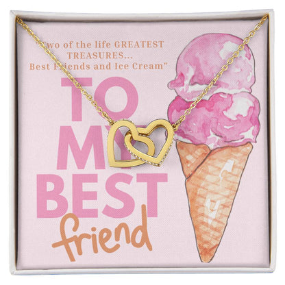 Best Friends And Ice Cream Interlocking Hearts Necklace