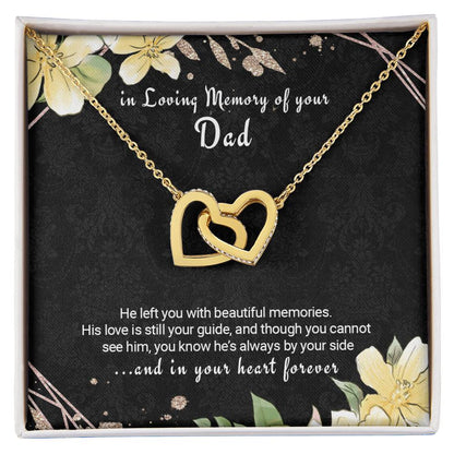 Bereavement Gift Loss Of Dad Twin Hearts Necklace In Memory Of Father Interlocking Hearts Necklace