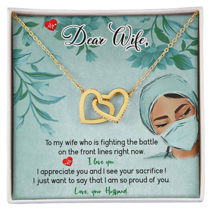 Amazing Front Line Wife Interlocking Hearts Necklace