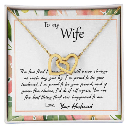 To My Wife The Love That I Have For You - Leaf Interlocking Hearts Necklace