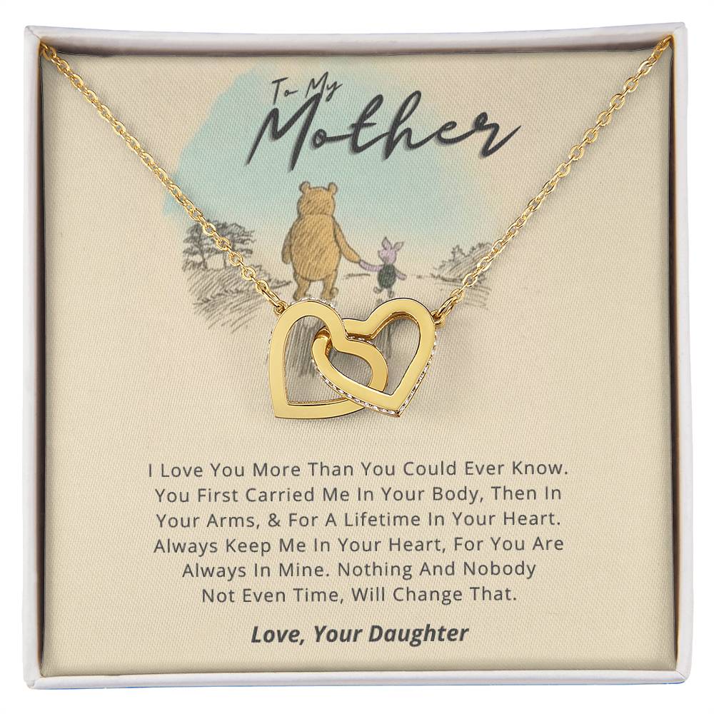 Gift For Mom From Daughter - Loved More Than You Know Necklace Gift Set Interlocking Hearts Necklace