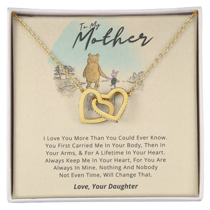 Gift For Mom From Daughter - Loved More Than You Know Necklace Gift Set Interlocking Hearts Necklace