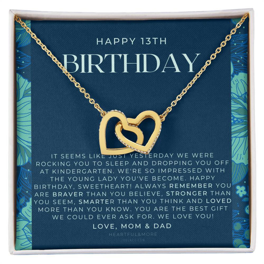 Gift For 13 Year Old Girl Gifts 13Th Birthday Girl 13Th Birthday Gift Thirteenth Birthday Necklace Teen Birthday Gift Official Teenager Interlocking Hearts Necklace