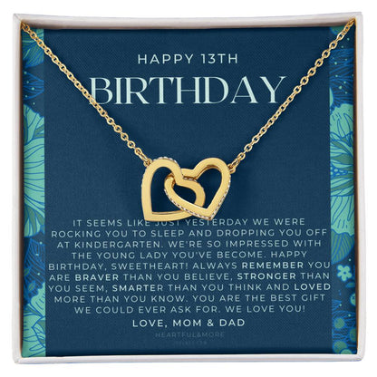 Gift For 13 Year Old Girl Gifts 13Th Birthday Girl 13Th Birthday Gift Thirteenth Birthday Necklace Teen Birthday Gift Official Teenager Interlocking Hearts Necklace