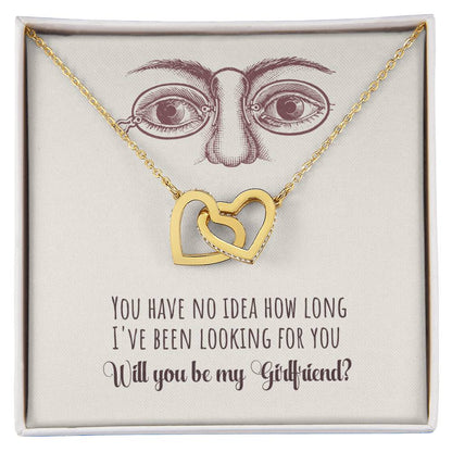 Will You Be My Girlfriend Gift Girlfriend Proposal Idea Interlocking Hearts Necklace
