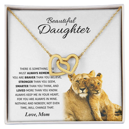Beautiful Daughter - Love Gift For Daughters From Mom - Interlocking Hearts Necklace