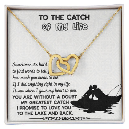 To The Catch Of My Life Knot Necklace & Earring Gift Set For Her Handmade Jewelry Interlocking Hearts Necklace