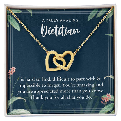 Gift For Dietitian Dietitian Appreciation Gift A Truly Amazing Dietitian Gift Interlocking Hearts Necklace