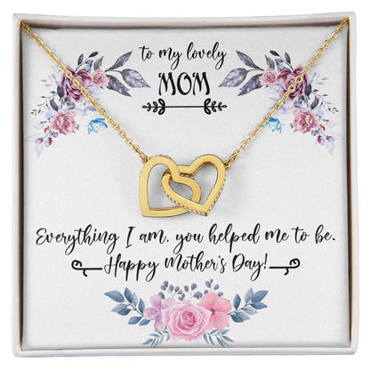 Gift For Mom For Mother'S Day Two Hearts Embellished With Cubic Zirconia Stones Mom Gift Idea To My Mother Mom Birthday Unique Love Message Interlocking Hearts Necklace