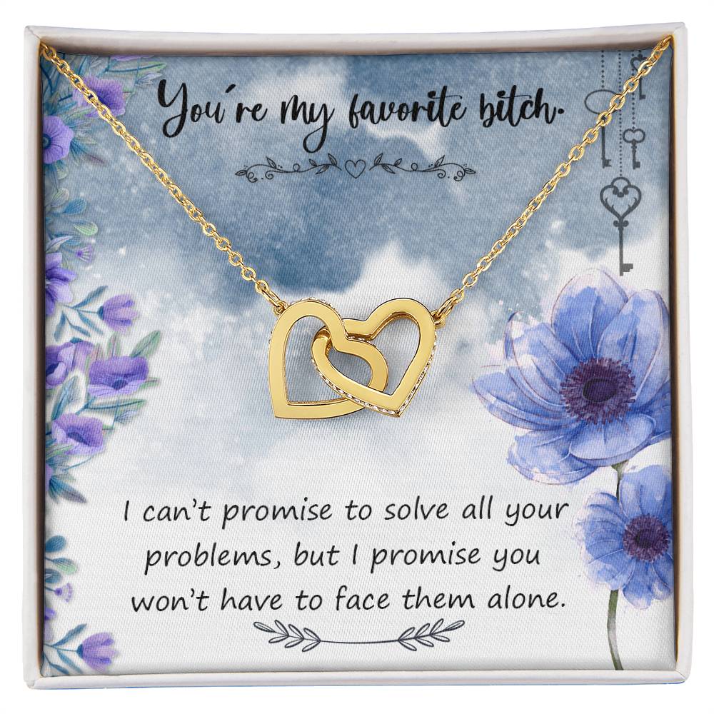 You'Re My Favorite Bitch - Interlocking Hearts Necklace