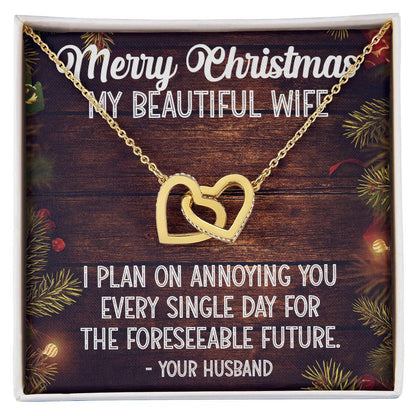 Christmas Gift For Wife Interlocking Hearts Necklace