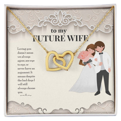 Two Hearts For Wife Interlocking Hearts Necklace